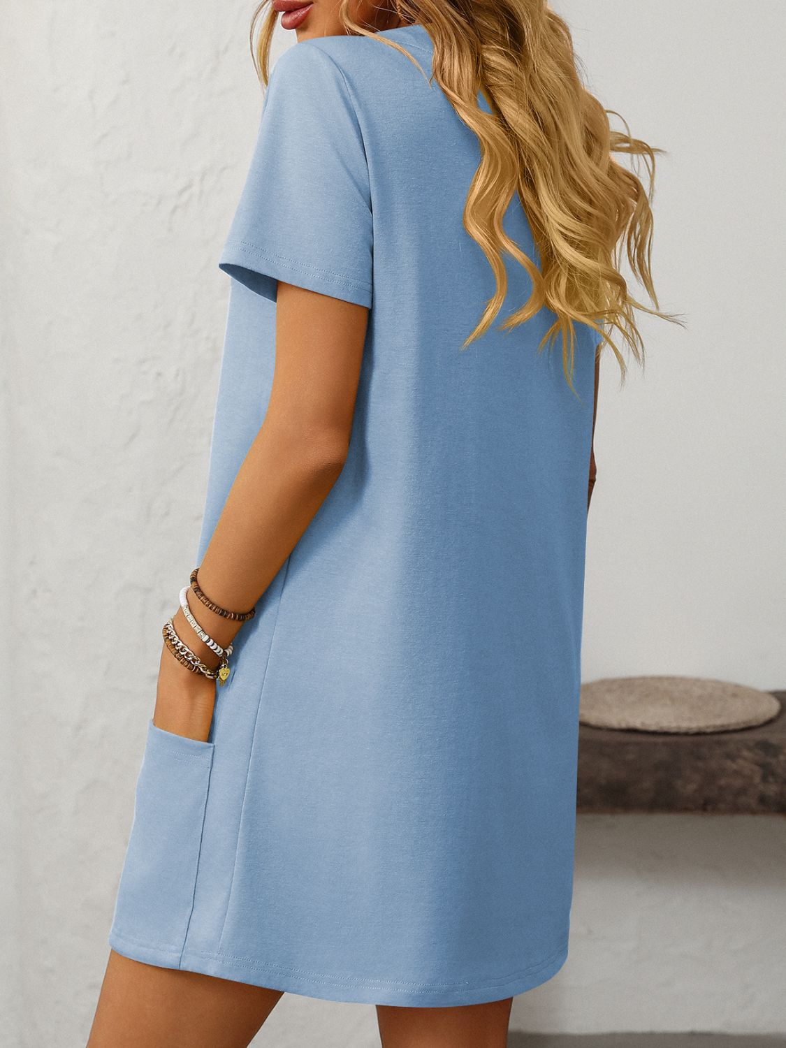 Square Neck Short Sleeve Mini Dress